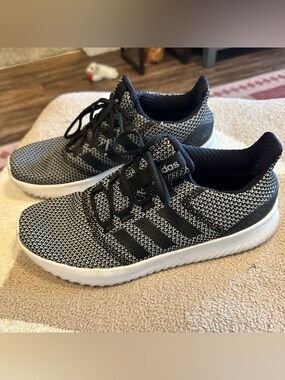 adidas Black and White Knit Running Sneakers